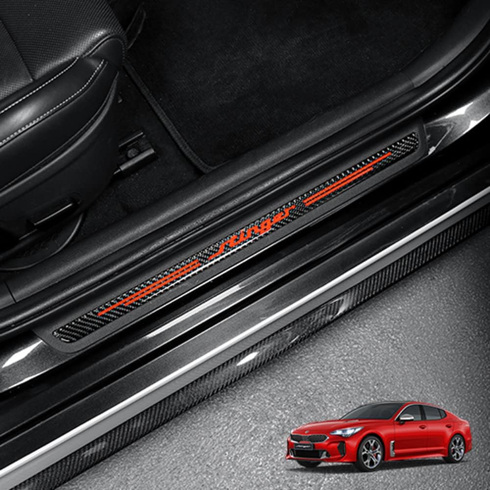 4PCS Carbon Fiber Door Entry Guards Sill Scuff Cover Panel Step Protector Sticker I2437