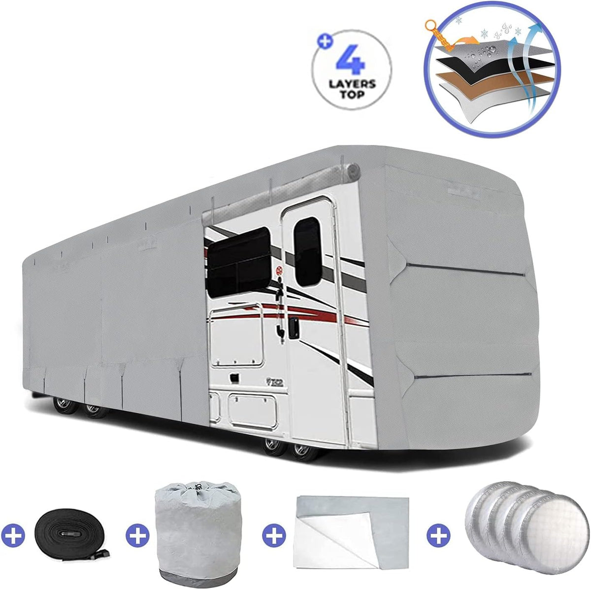 Thick 4 Layers Waterproof Travel Trailer Cover G425561