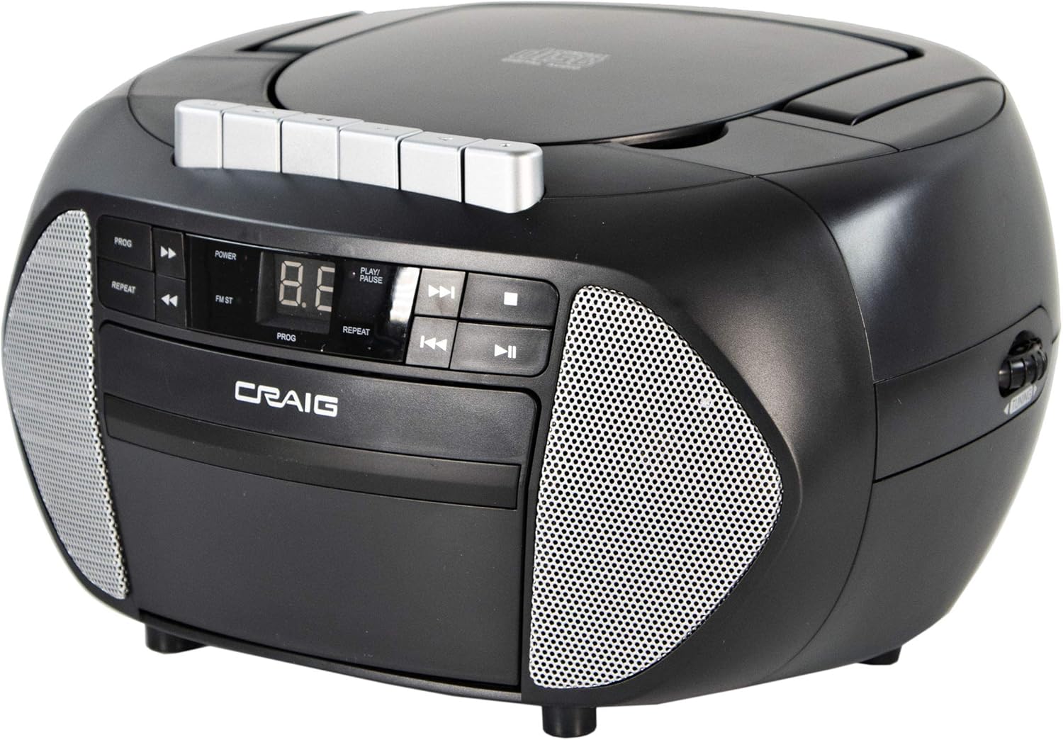 Portable Top-Loading CD Boombox with AM/FM Stereo Radio and Cassette Player/Recorder in Black, Pack of 2 O3011