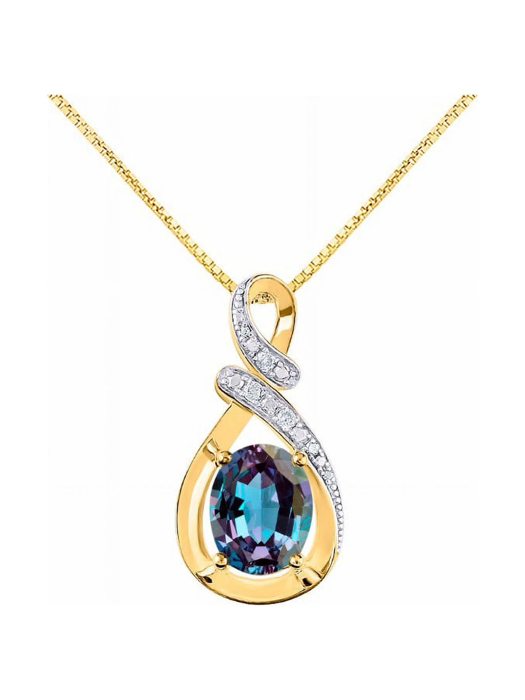 Yellow Gold Plated Love Knot Tennis Bracelet, Ring & Necklace with Alexandrite Z324795