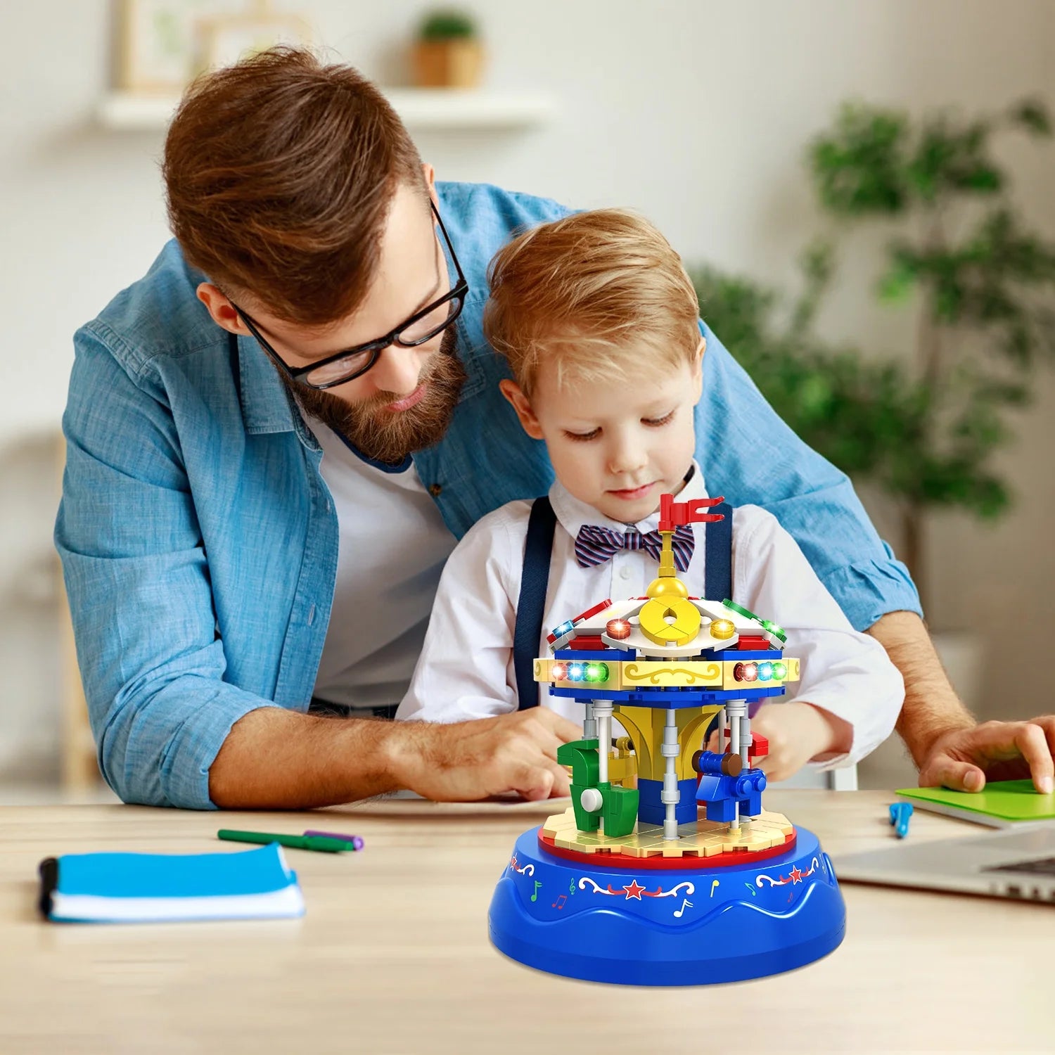 Yellow&Blue 222pcs Music Box Building Blocks E6683