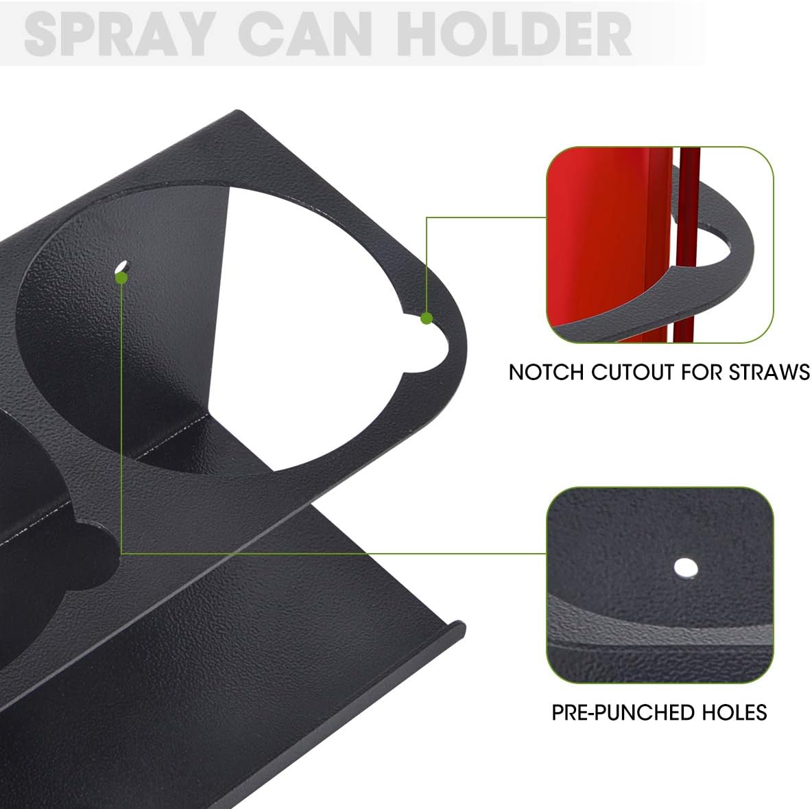 Steel Wall Mounted Aerosol Spray Can Holder Rack Organizer, Five cans, 16.5 Width x 4 Height x 3.5 Depth, Pack of 2 O508