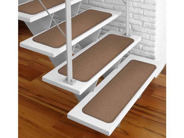 Set of 15 Adhesive Carpet Stair Treads - Toffee Brown - 8 in. x 30 in. R9297