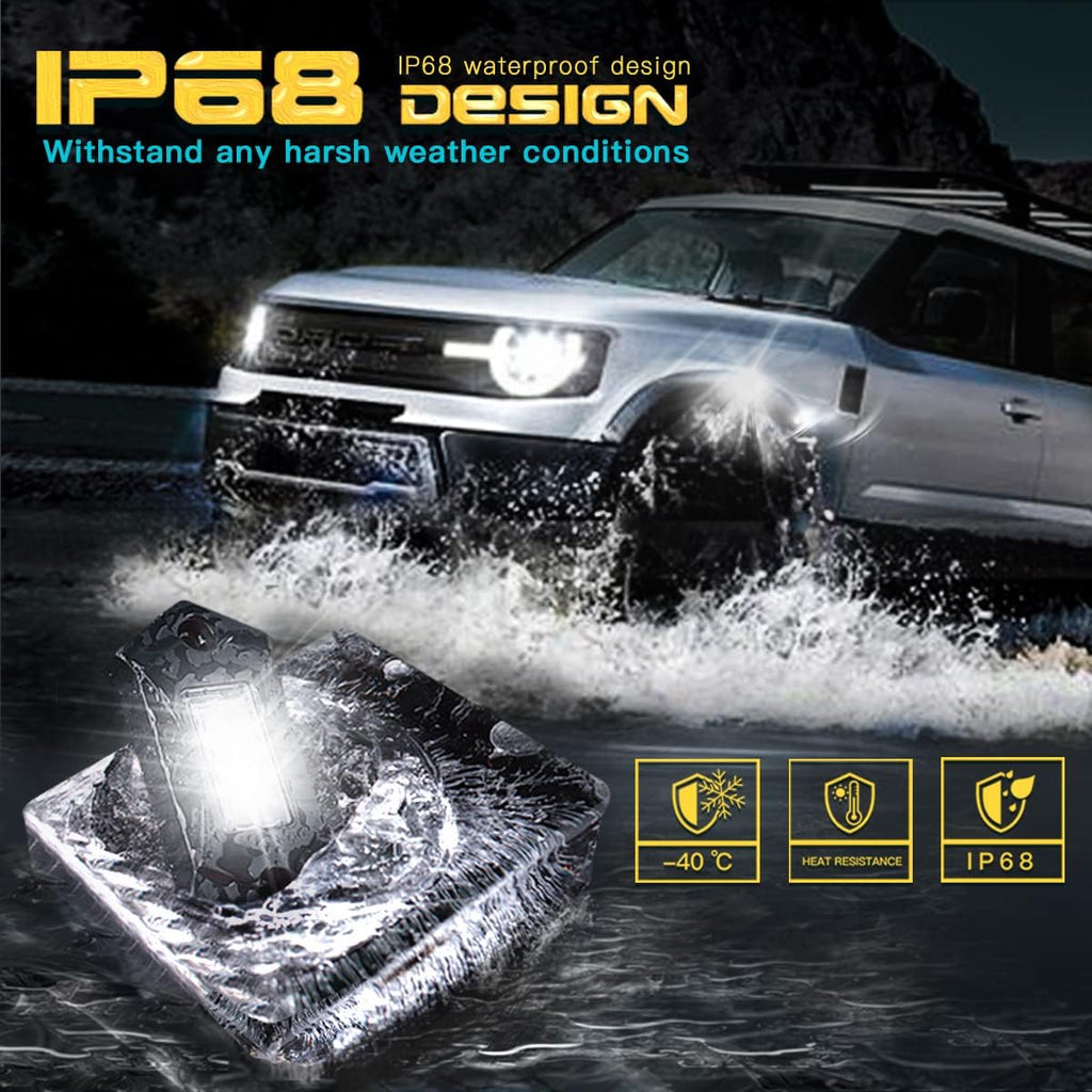 White LED Rock Lights 8 Pods D7410