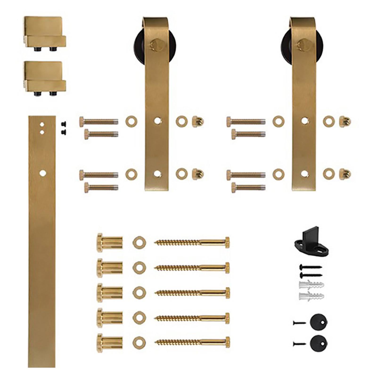 6.6 ft. Soft Closed Satin Brass PVD Barn Door Hardware Kit O119559