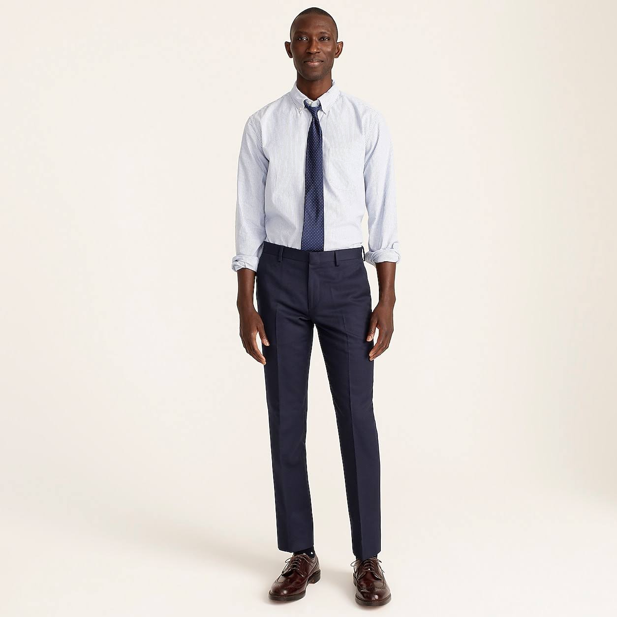 Slim-Fit Unstructured Suit Pant in English Wool-Cotton Twill F74865