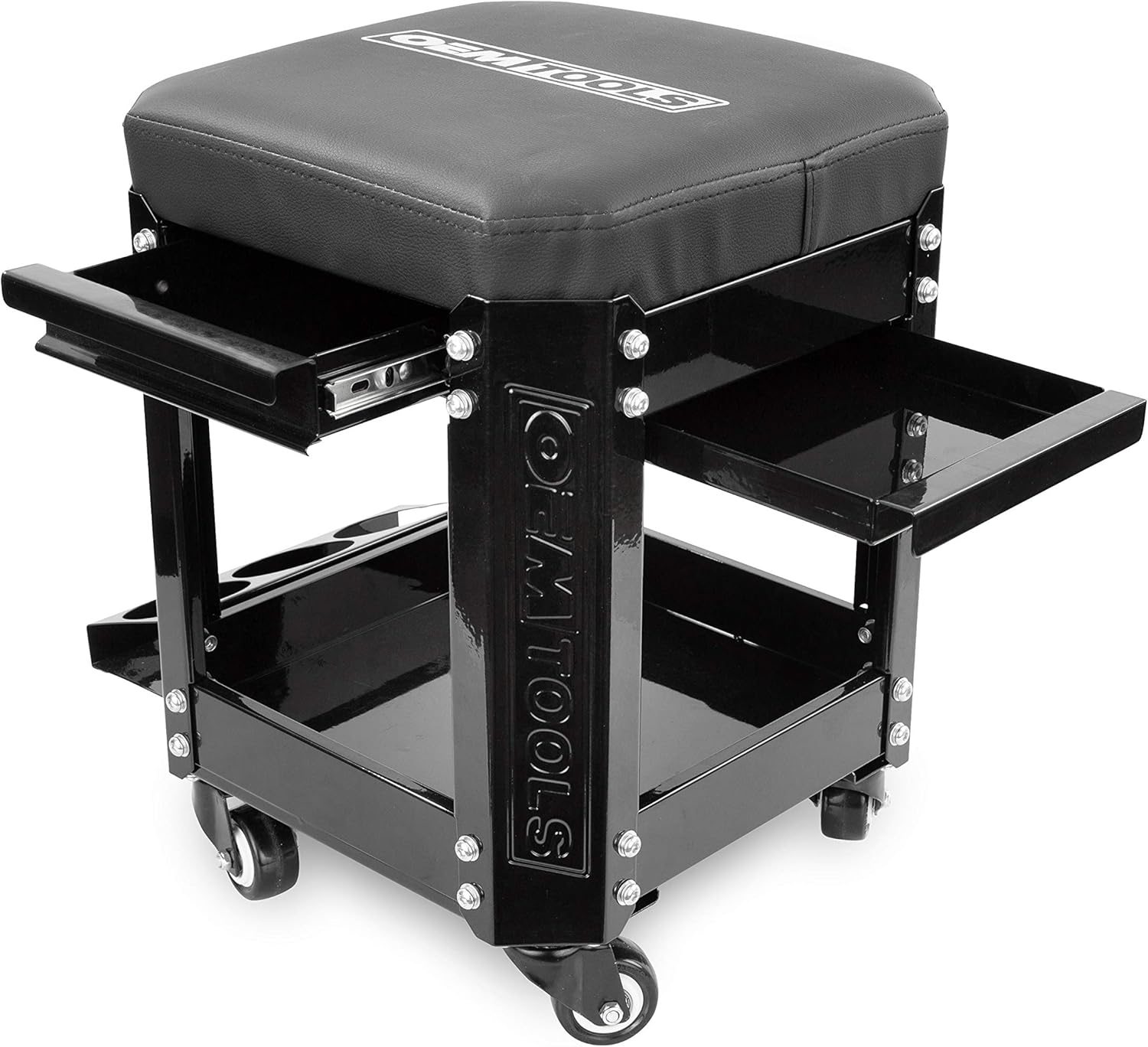Green Rolling Workshop Mechanics Creeper Seat with 2 Tool Storage Drawers D741