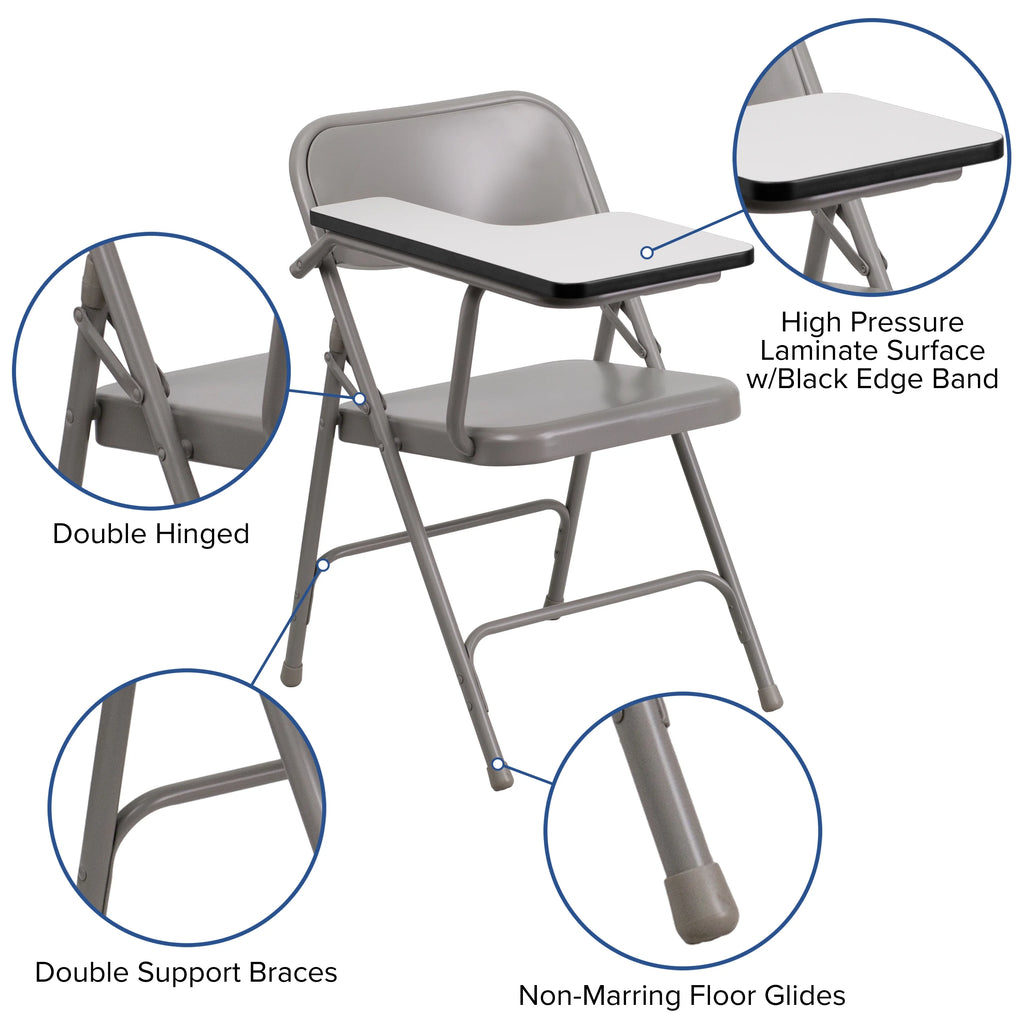 2 Pack Steel Folding Chair with Tablet Arm G8468