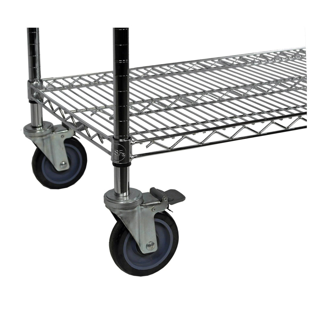 Chrome Wire Shelving Cart, 24 x 36, 3 Shelves J917456