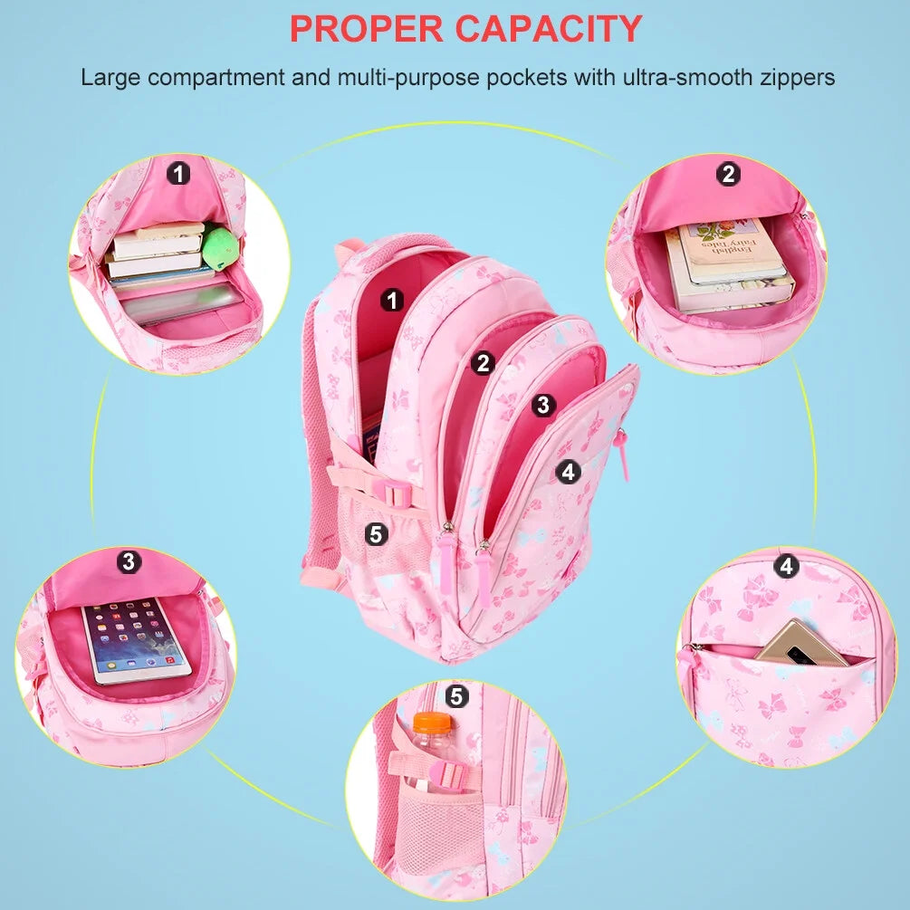 Pink School Backpack with Lunch Bag and Pencil Case F91534