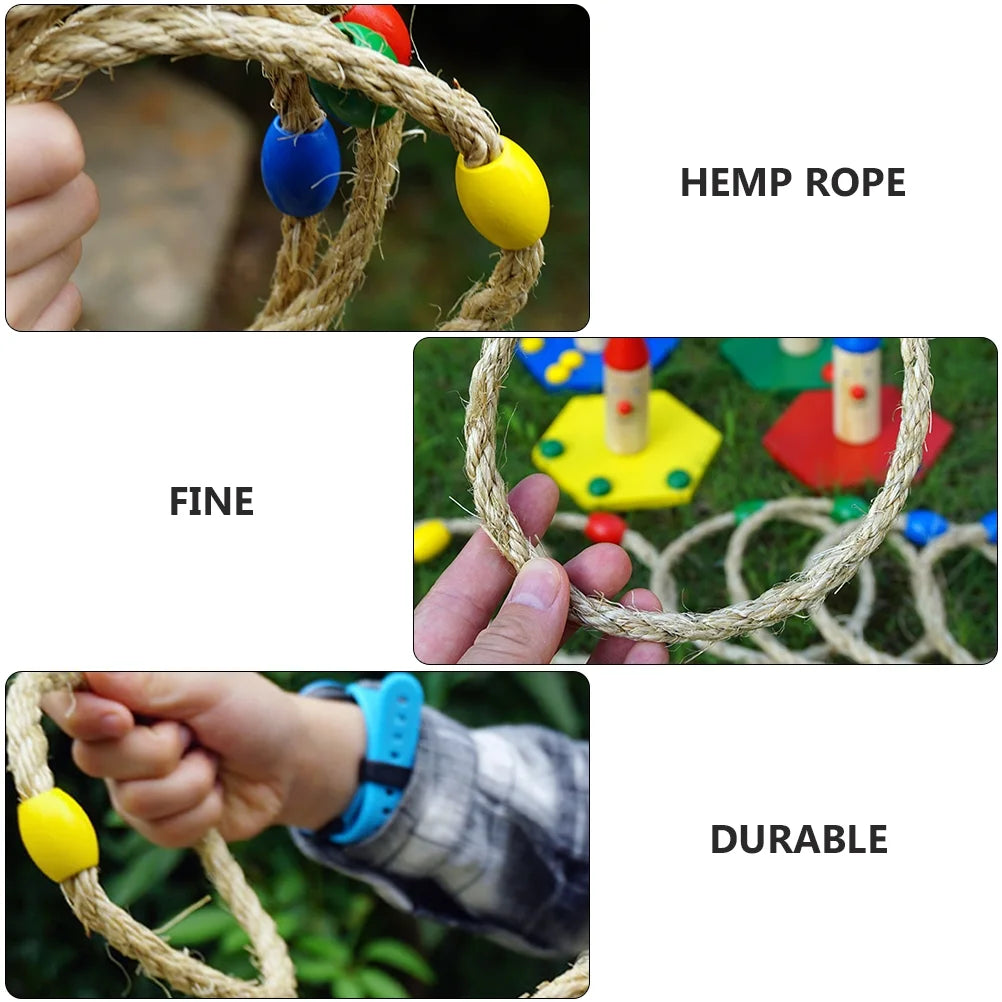8 PCS Wooden Ring Toss Game Outdoor Toy W18583