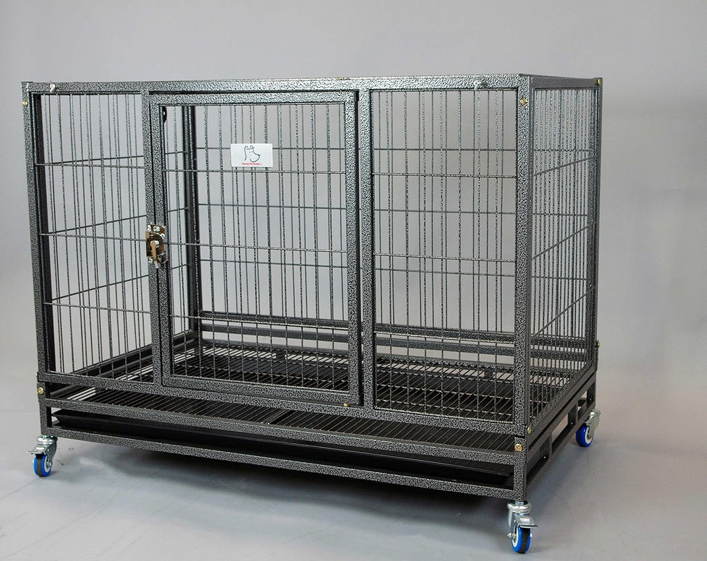 Heavy Duty Metal Open Top Cage with Floor Grid, Casters and Tray P34294