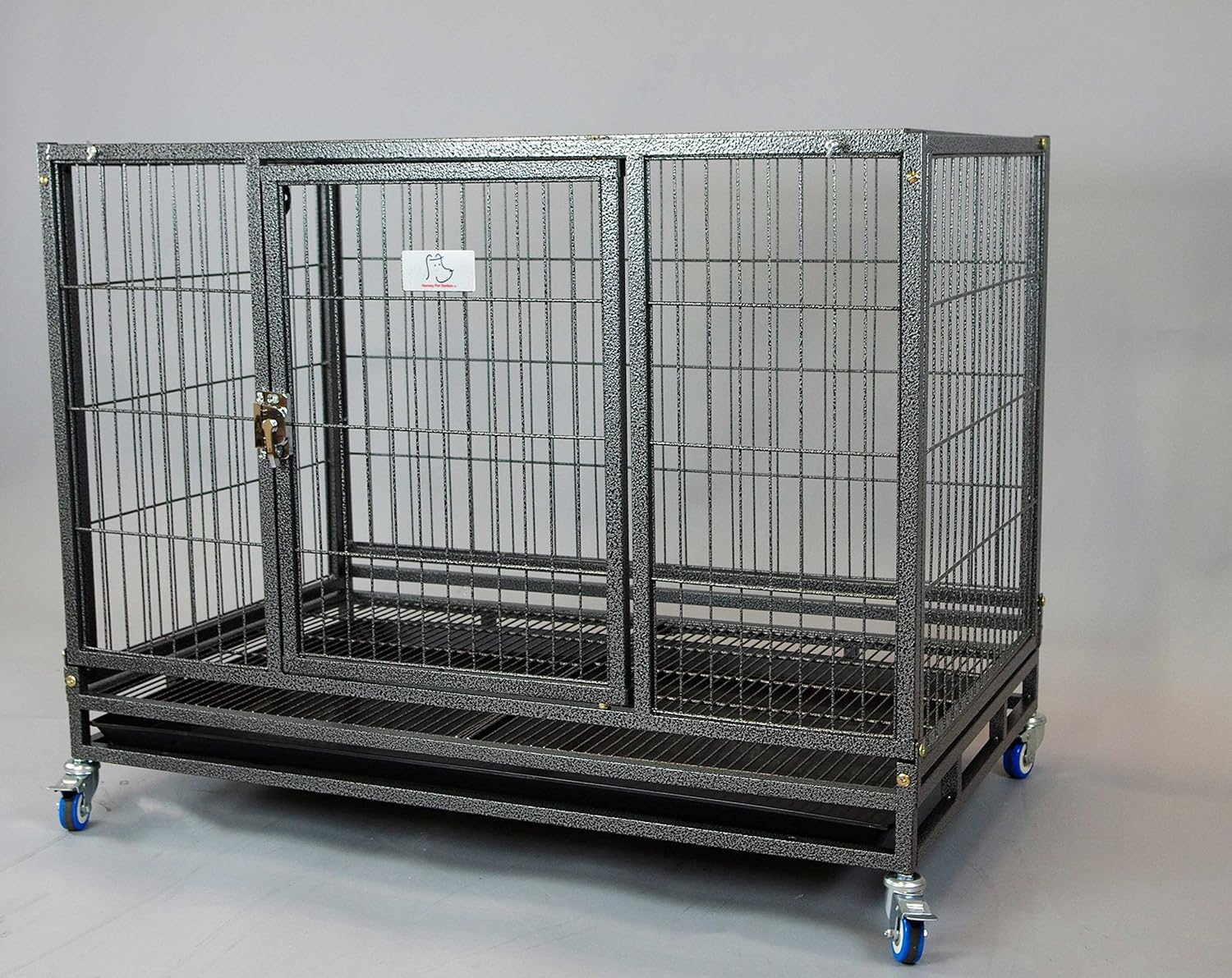 Heavy Duty Metal Open Top Cage with Floor Grid, Casters and Tray P34294