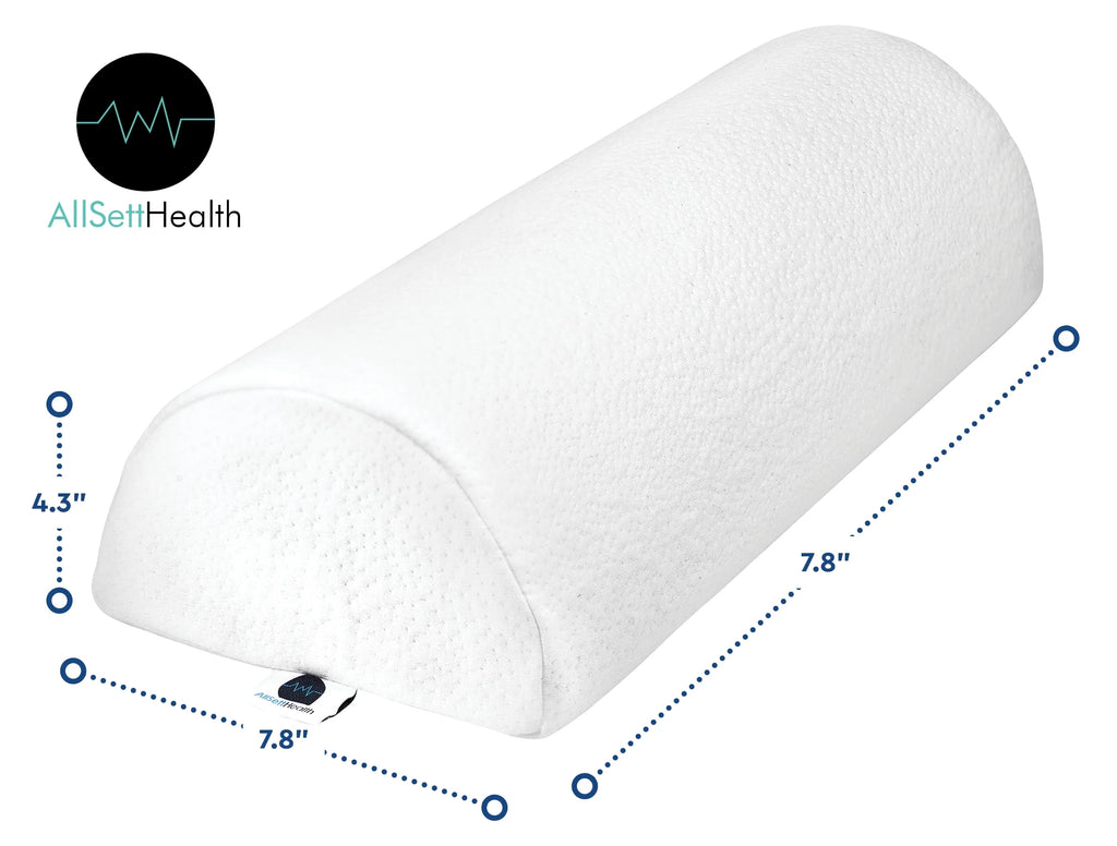 2 Pack XXL Half Moon Bolster Pillow with White Cotton Machine Washable Cover, Premium Memory Foam, 20.5" x 8" x 4.5" H654591