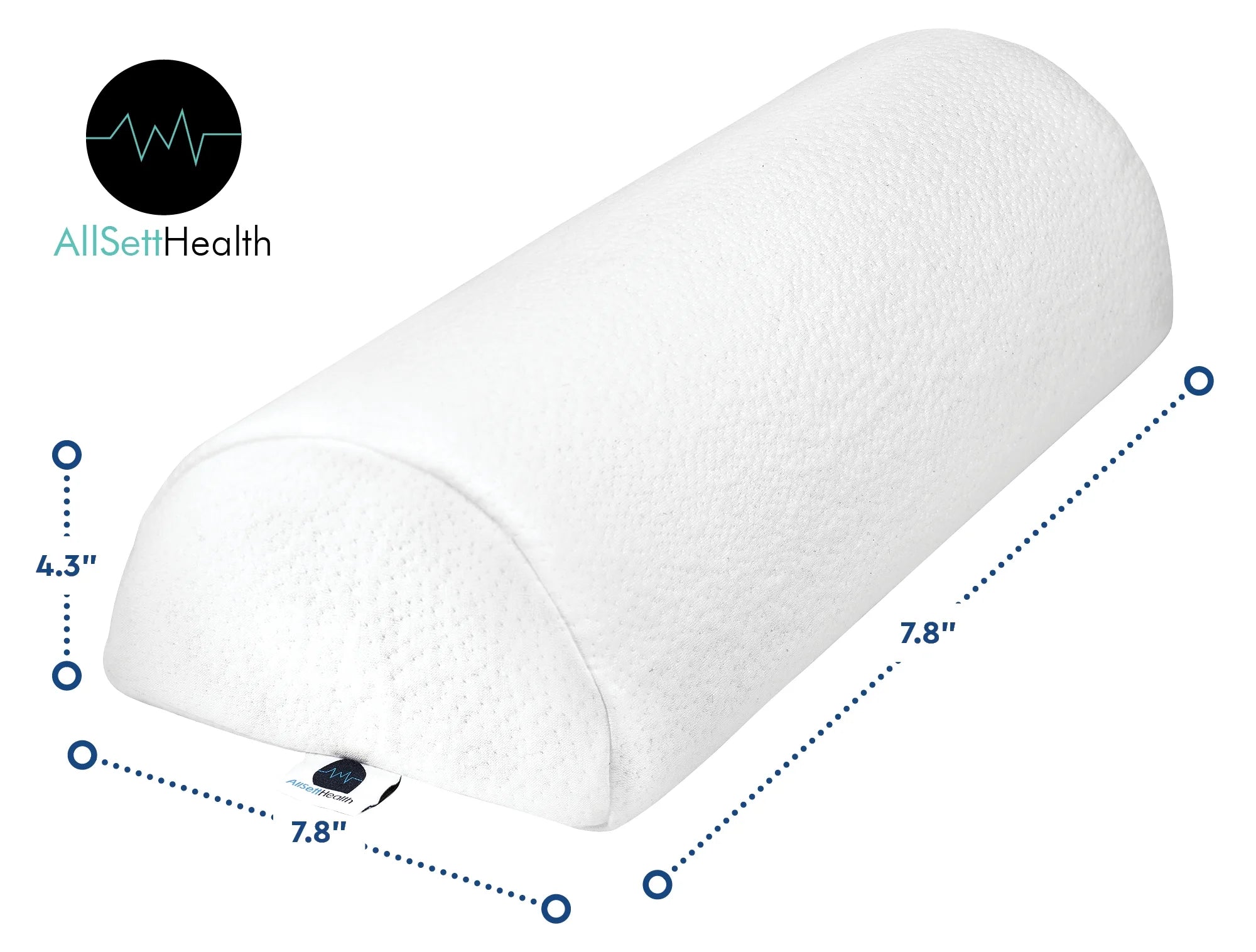 2 Pack XXL Half Moon Bolster Pillow with White Cotton Machine Washable Cover, Premium Memory Foam, 20.5" x 8" x 4.5" H654591