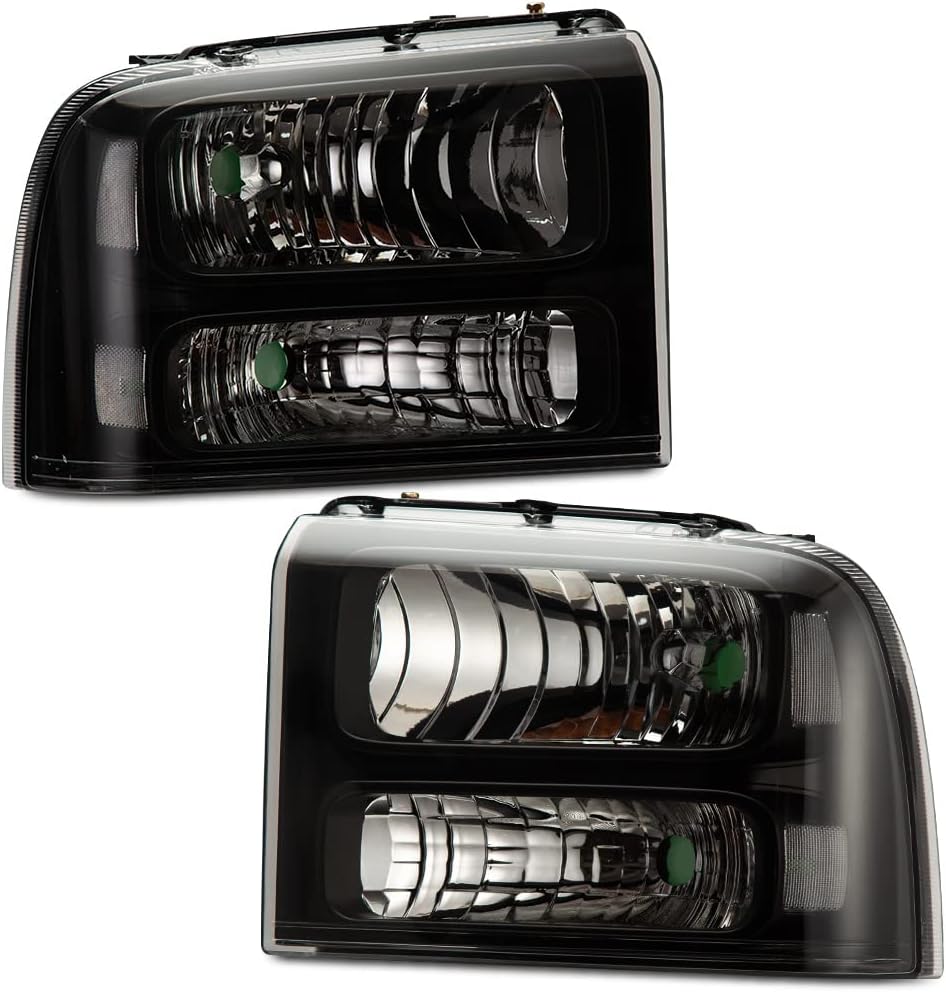 Clear Lens Black Housing Amber Reflector Headlights for Ford Super Duty S320