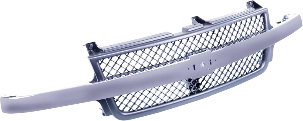 Black Grille Assembly With Chrome Center Bar For Chevrolet Silverado 2500 HD 3500 2001-2002 Y265271