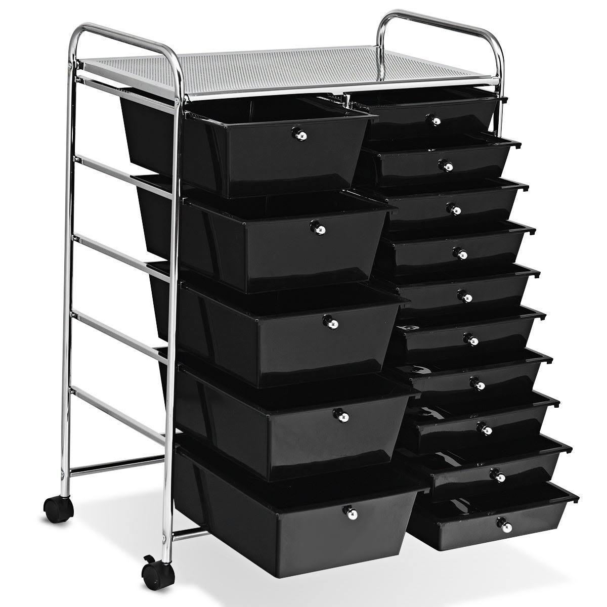 15-Drawer Utility Organizer Rolling Cart with Wheels G9756