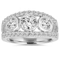 2 1/10ct 3-Stone Natural Diamond Engagement Ring in White Gold G104206