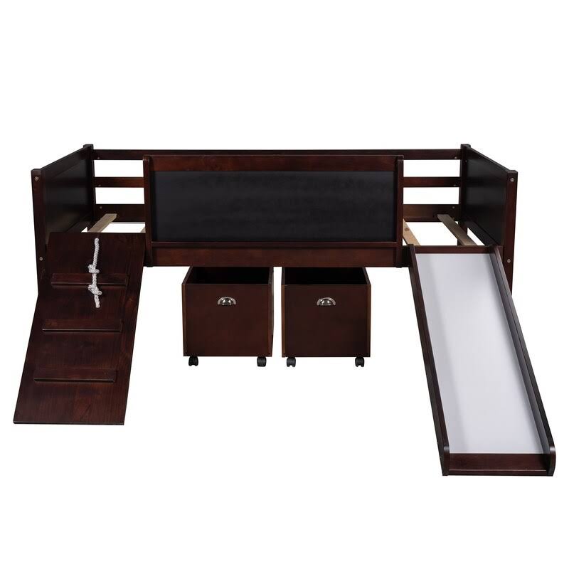Espresso Twin Size Loft Bed with Two Storage Boxes R13257