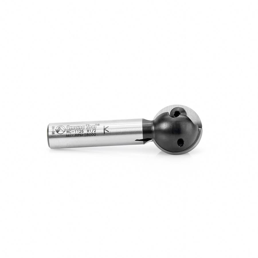 Carbide Tipped CNC Ball End Insert Router Bit 1/2 R x 1 inch D x 1/2 CH x 1/2 SHK E558