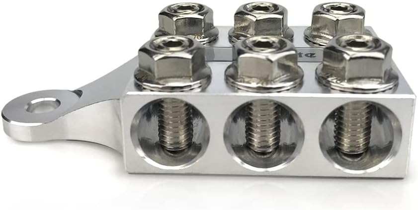 12-Way Post Terminal Distribution Block Bus Bar, 8AWG up to 4/0 AWG Gauge, Pack of 2 S2554