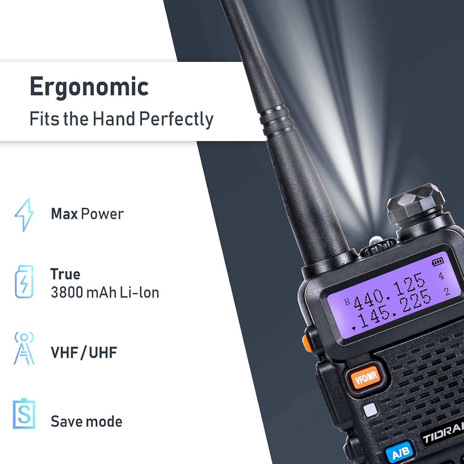2 Pack Ham Radio Handheld Walkie Talkie with Rechargeable 3800mAh Extended Battery Antenna Earpiece and Programming Cable T692584