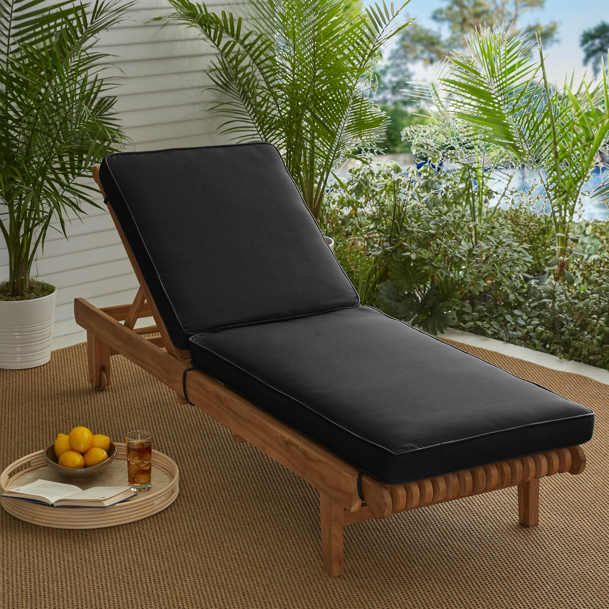 Chaise Lounge Cushion Canvas Black G8029