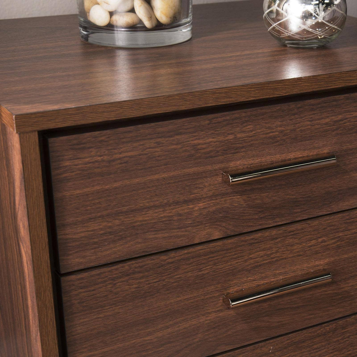 Walnut Bedside Table with Drawers P784019