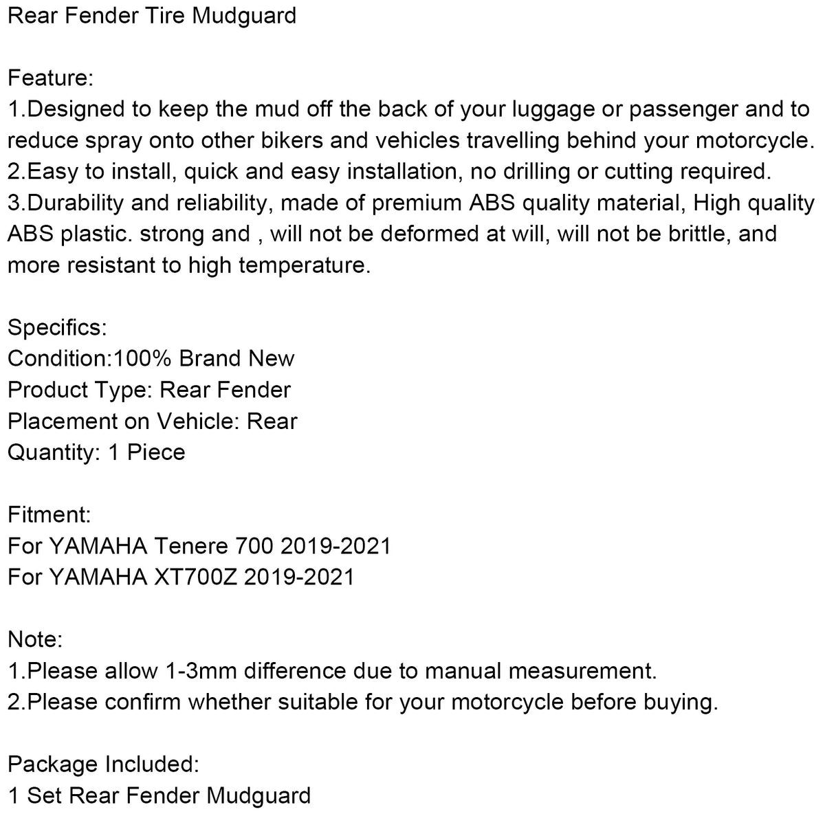 Rear Wheel Fender Tire Mudguard C8212