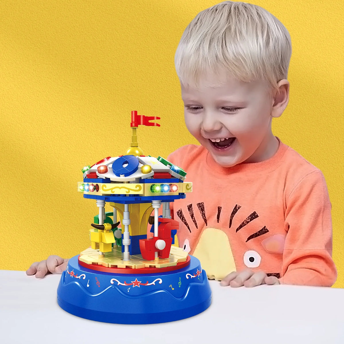 Yellow&Blue 222pcs Music Box Building Blocks E6683