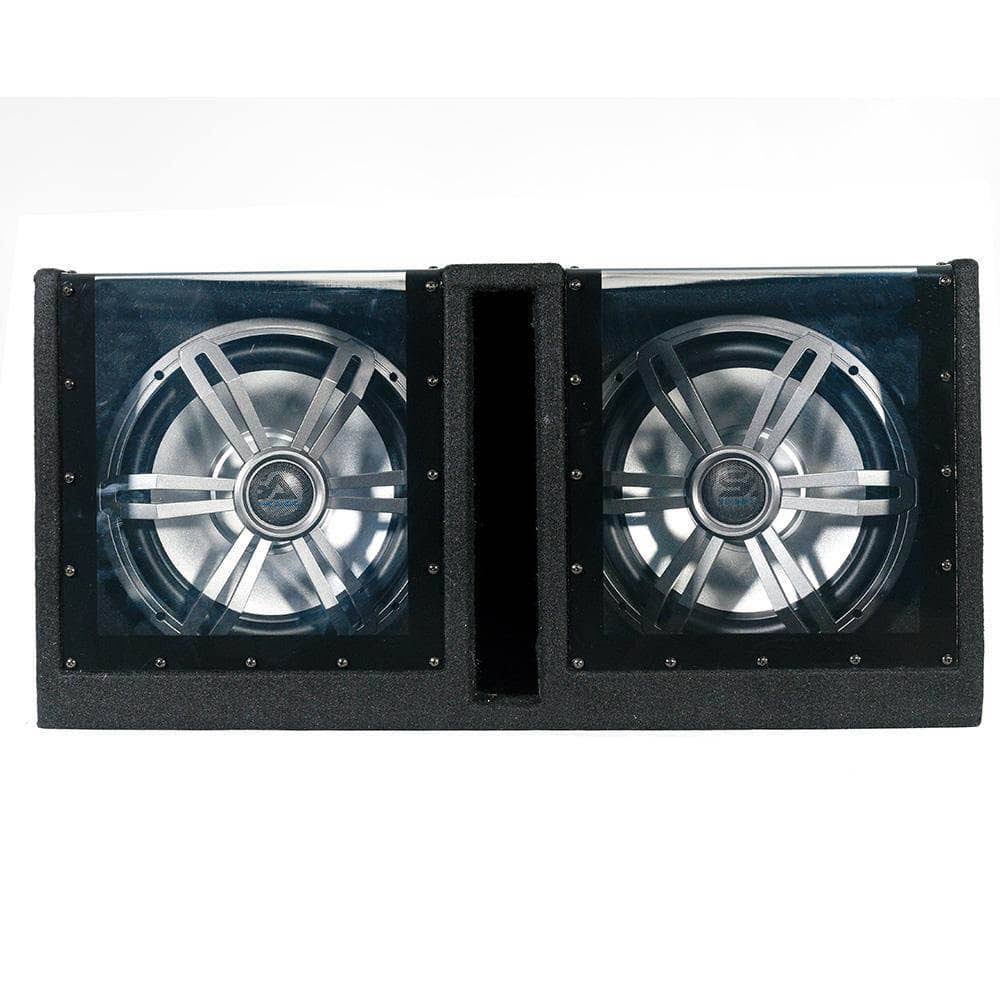 Dual 12 inch Vented 1200 Watt Car Audio Subwoofer Box with LED Lights & Plexiglass Window E494