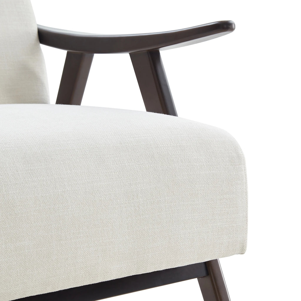 Beige Upholstered Accent Chair with Ottoman and Solid Wood Frame O299740