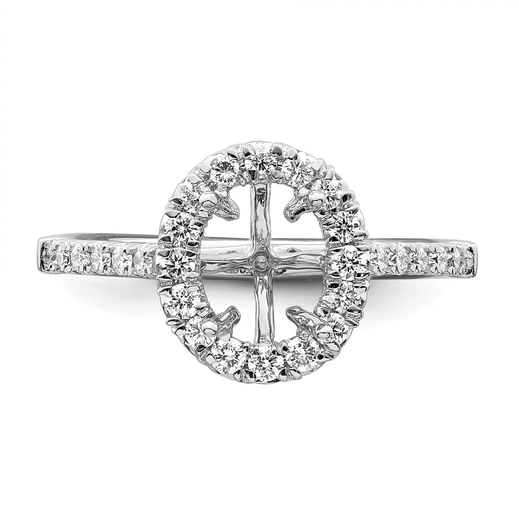 14K White Gold Oval Halo Engagement Ring N700876