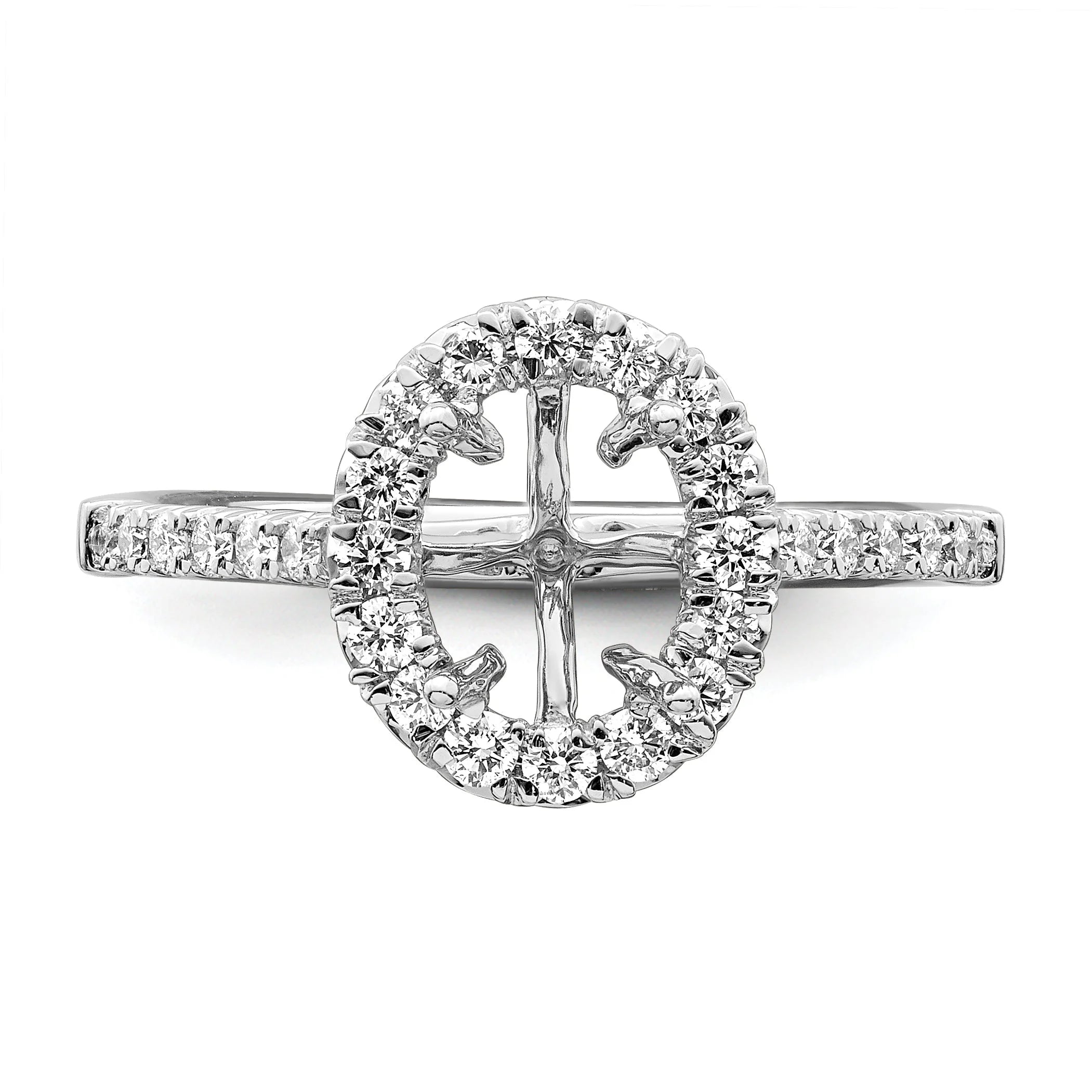 14K White Gold Oval Halo Engagement Ring N700876