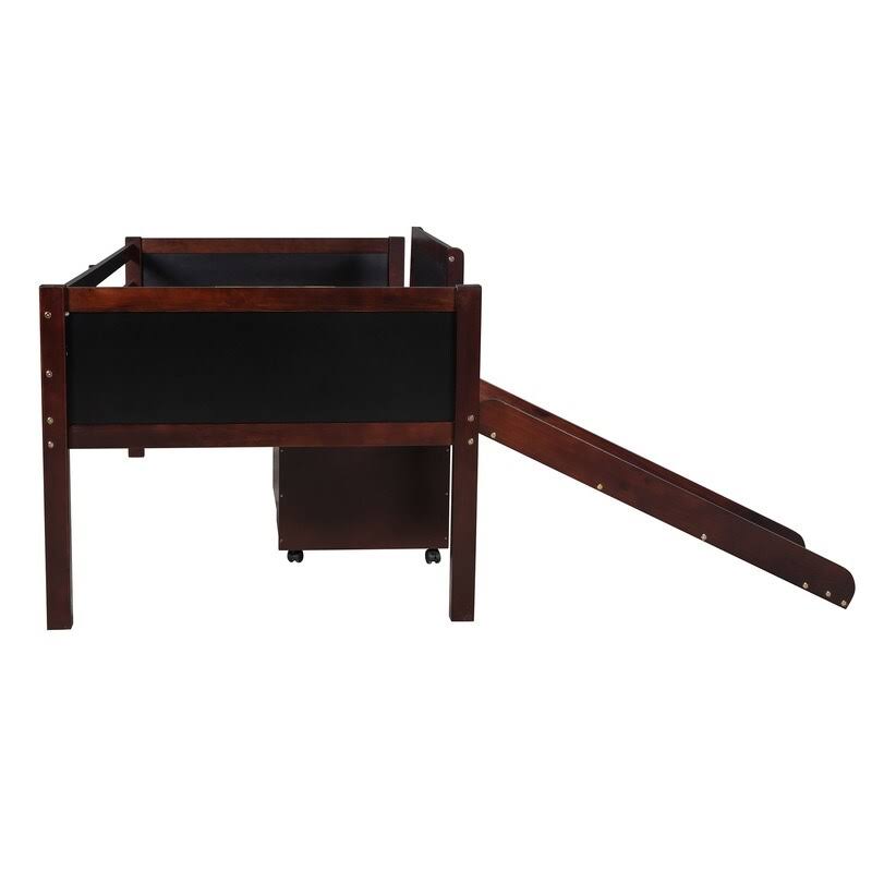 Espresso Twin Size Loft Bed with Two Storage Boxes R13257