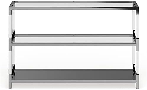 Chrome Glass 2-Shelf Sofa Table F186