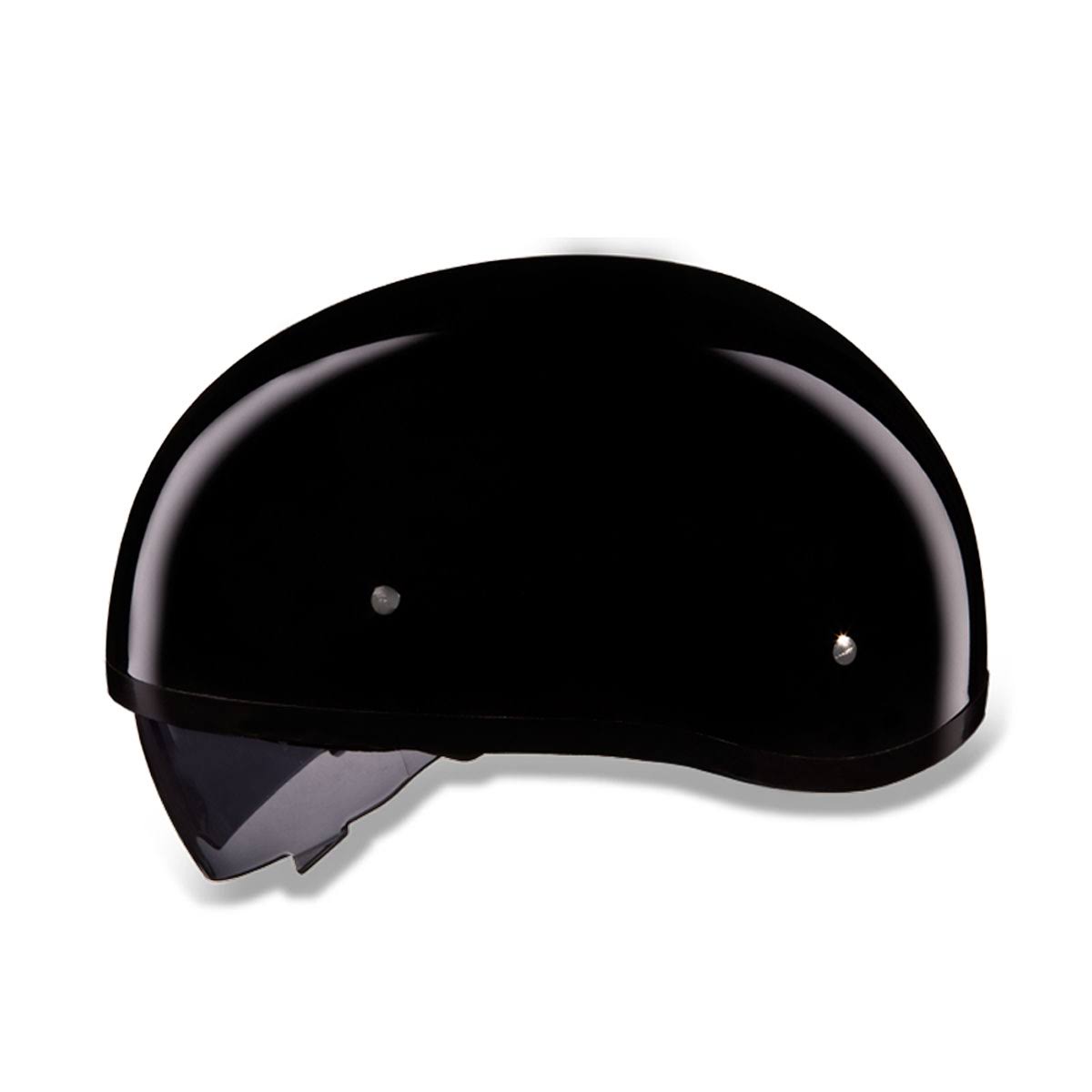 Hi-Gloss Black Half Helmet with Inner Shield H266