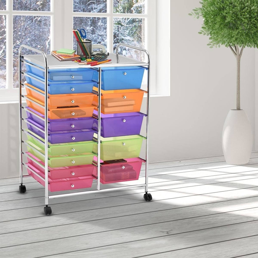 15-Drawer Utility Organizer Rolling Cart with Wheels G9756