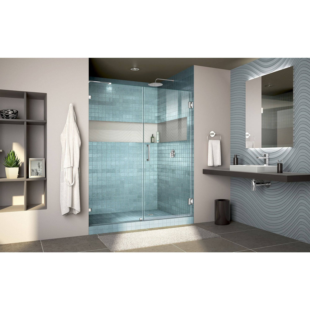 Chrome Frameless Hinged Shower Door T859280
