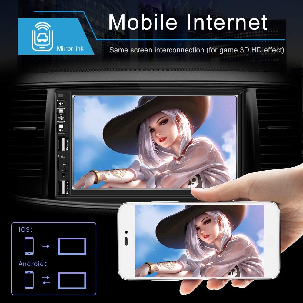 7” Touch Screen Double Din Car Stereo with Bluetooth Backup Camera A267712