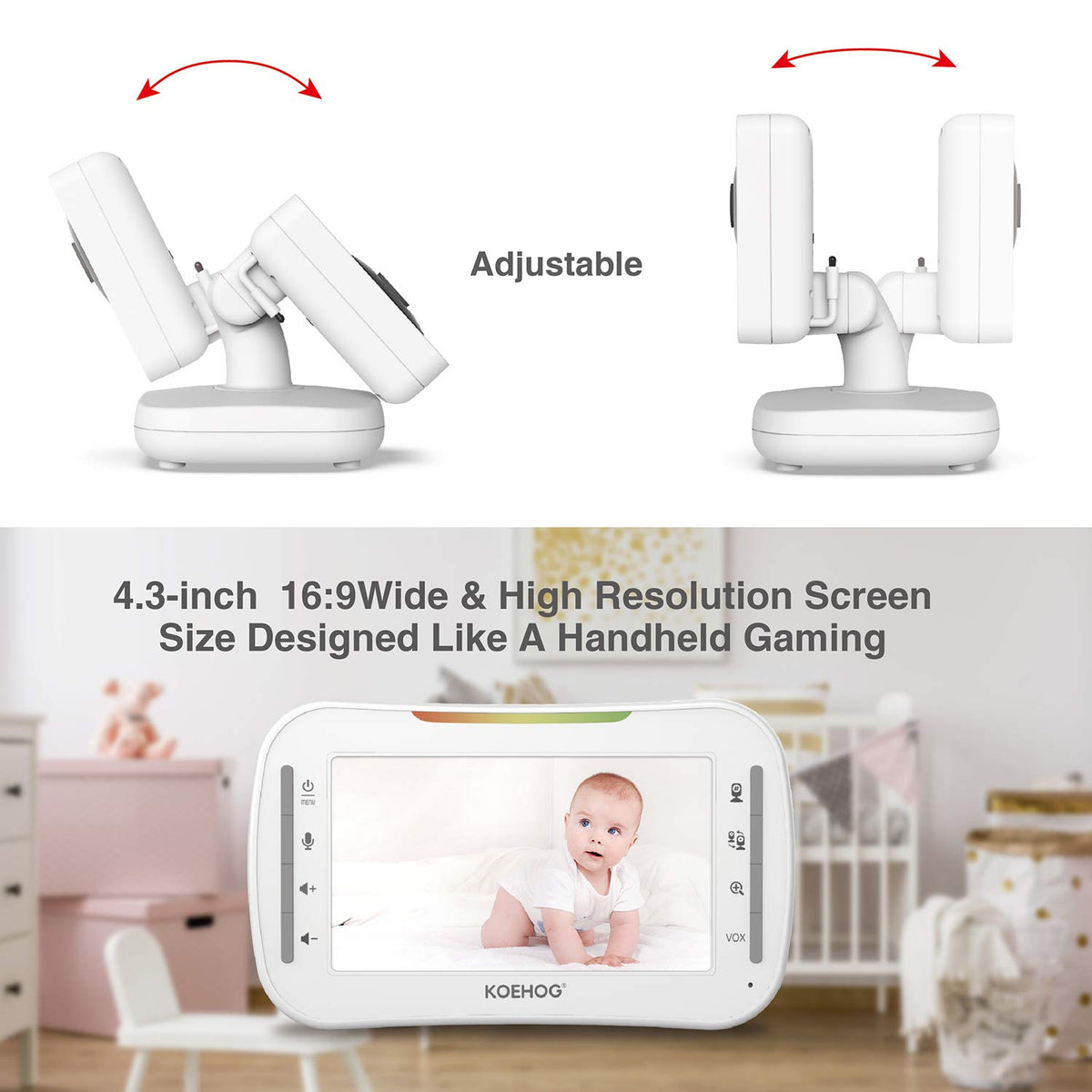 Video Baby Monitor with 4.3 High Resolution Screen A456549