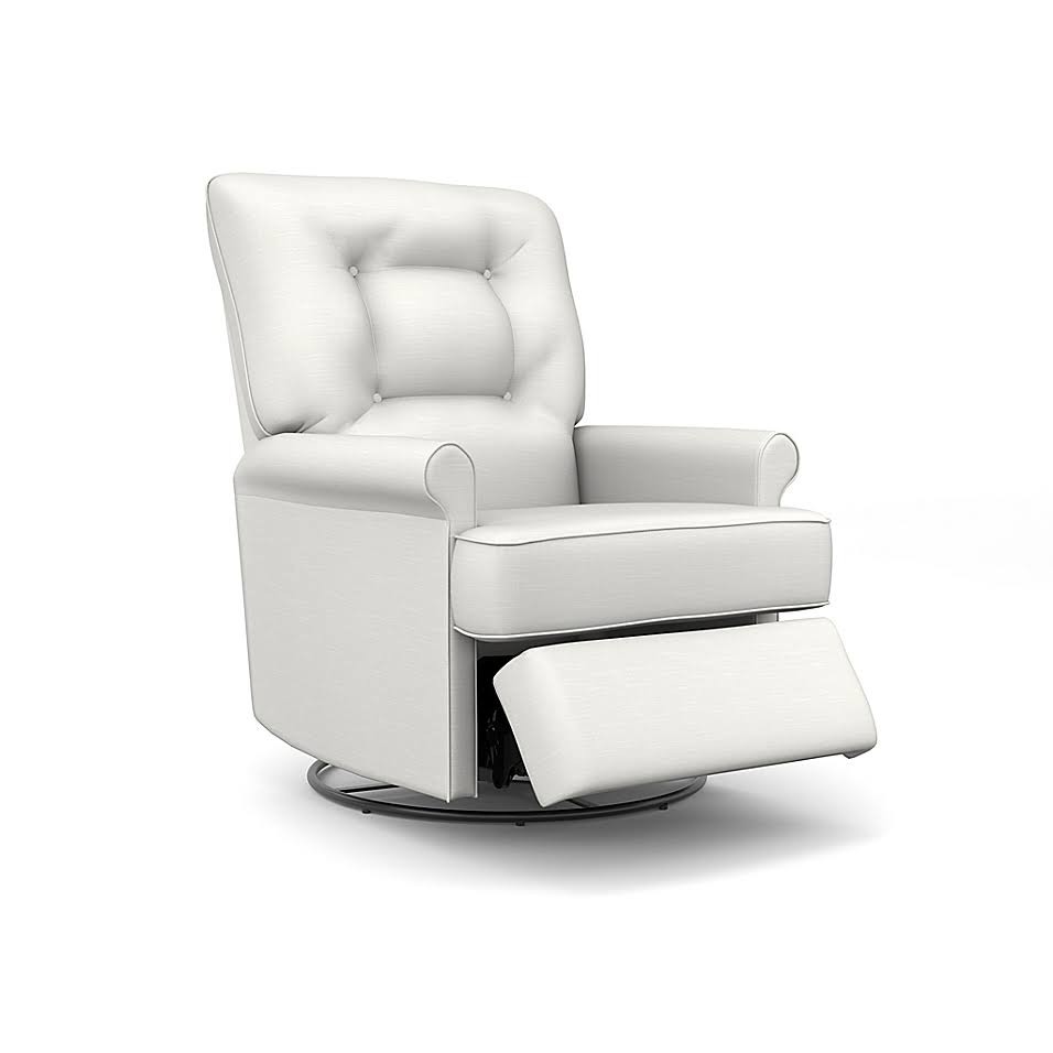 Ivory Linen Swivel Glider Recliner L1128