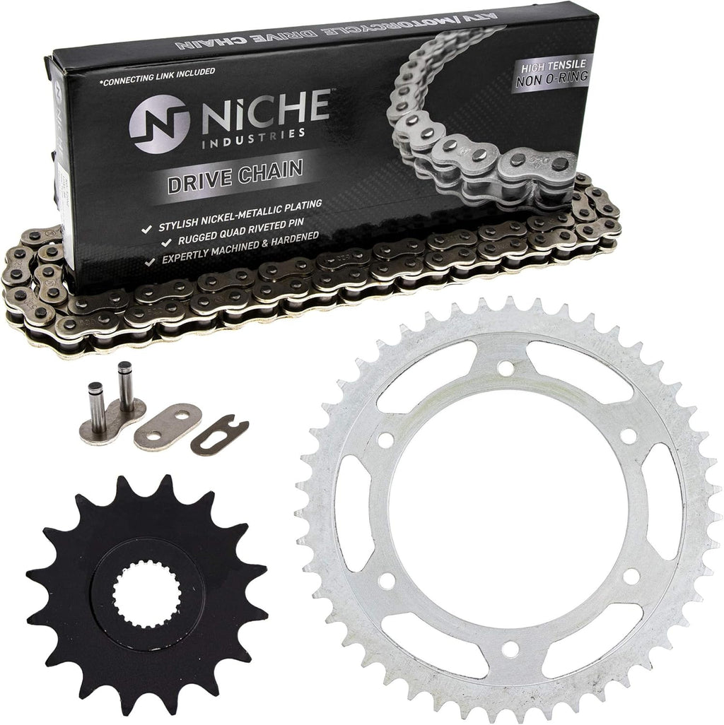 Drive Sprocket Chain Combo Front 16 Rear 47 Tooth 520NZ Standard 112 Links Pack of 2 G735