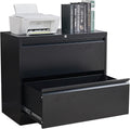 2 Drawer Black Steel Lateral File Cabinet with Lock K4949