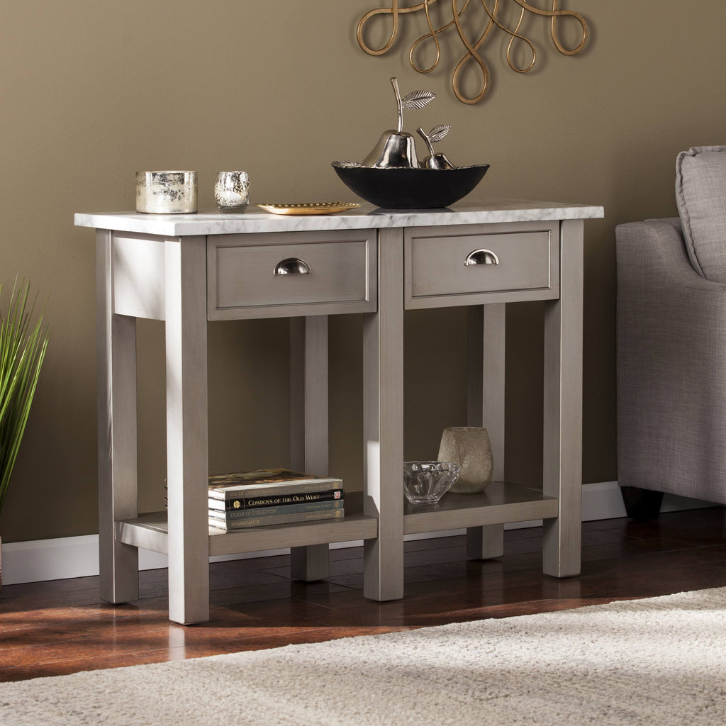 Faux Marble Rectangular Console Table X400947