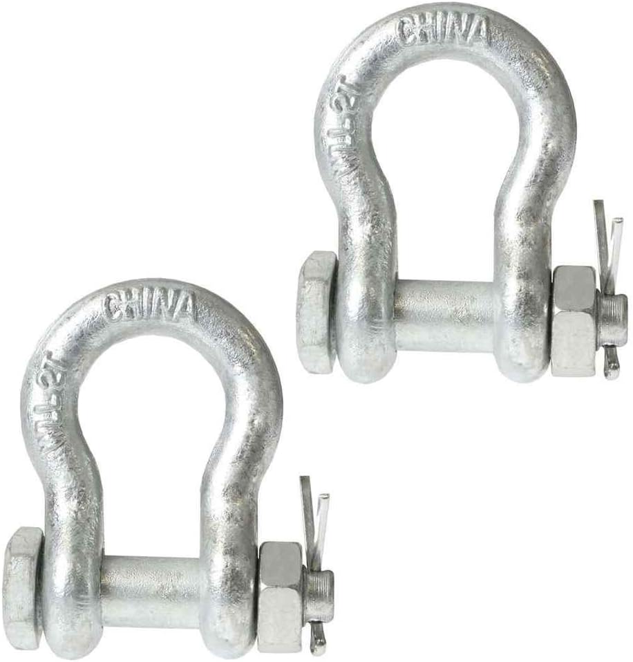 2 Pack Galvanized Bolt Type Anchor Shackles, 9.5 Ton Capacity A46125
