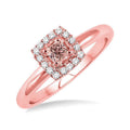 14K Rose Gold Morganite And Diamond Halo Engagement Ring K58912