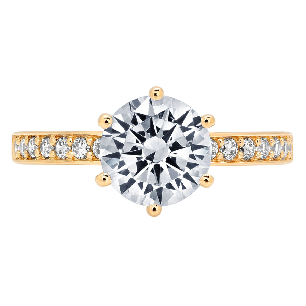 1.71ct Round Cut Blue Natural Aquamarine 18k Yellow Gold Engagement Ring Size 3.5 R11378