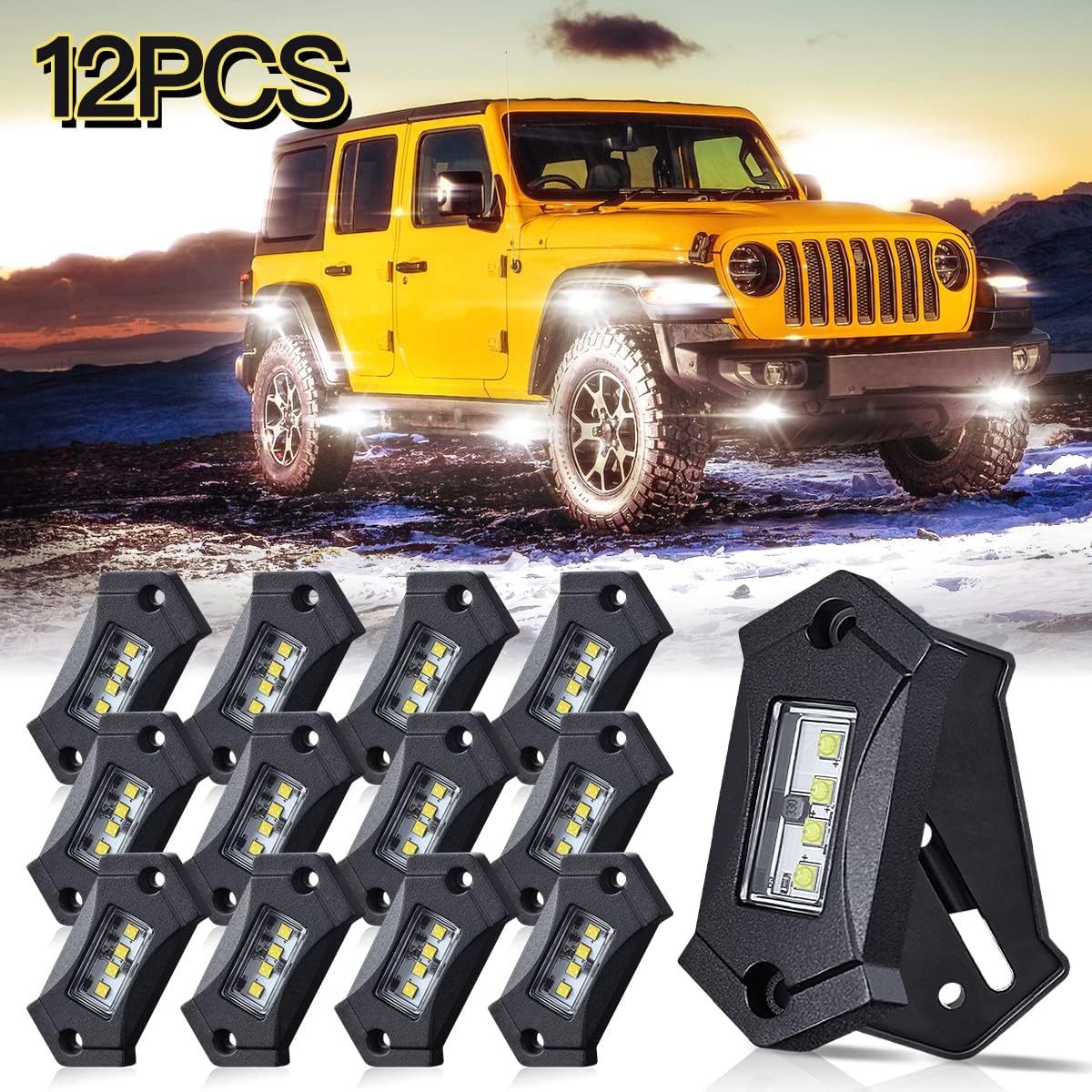 White LED Rock Lights 8 Pods D7410